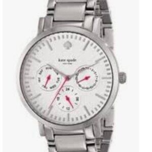KATE SPADE SILVER GRAMERCY WATCH WITH PINK DETAIL